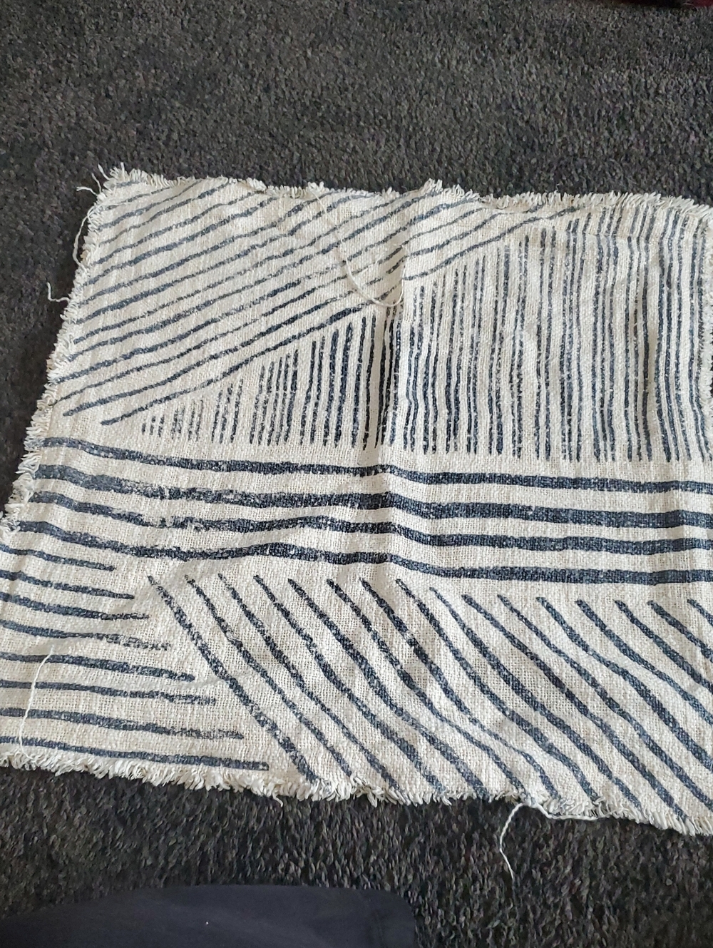 Striped Cream and Navy Accent Pillow Cover
